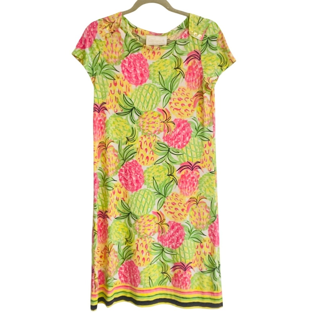PAPPAGALLO women's dress small pineapple print resort vacation tropical bright‎